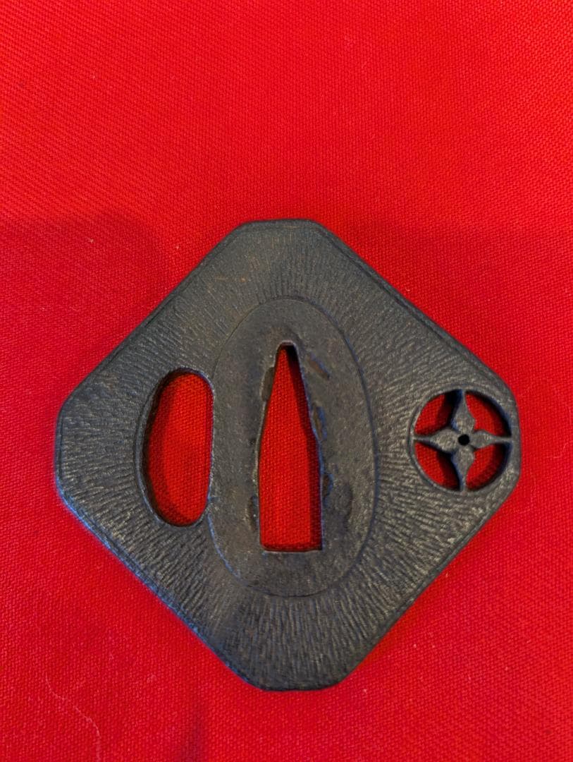 無銘 鉄地阿弥陀鑢七宝透かし鐔 鍔 拵 日本刀 刀装具 骨董 古美術 江戸時代