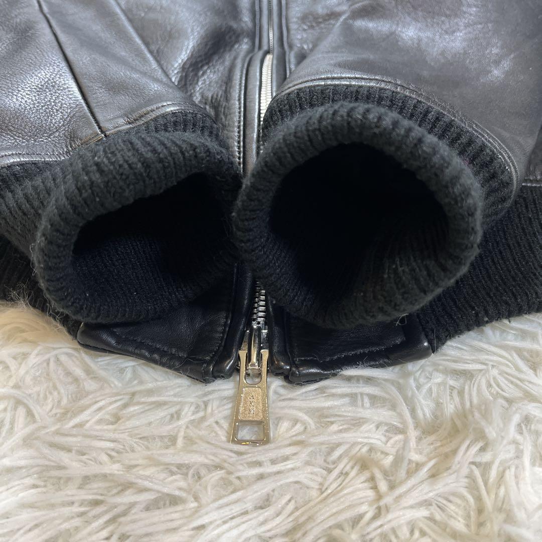 【美品】AKM レザージャケット　牛革　ブラック　S 日本製　裏地カモ