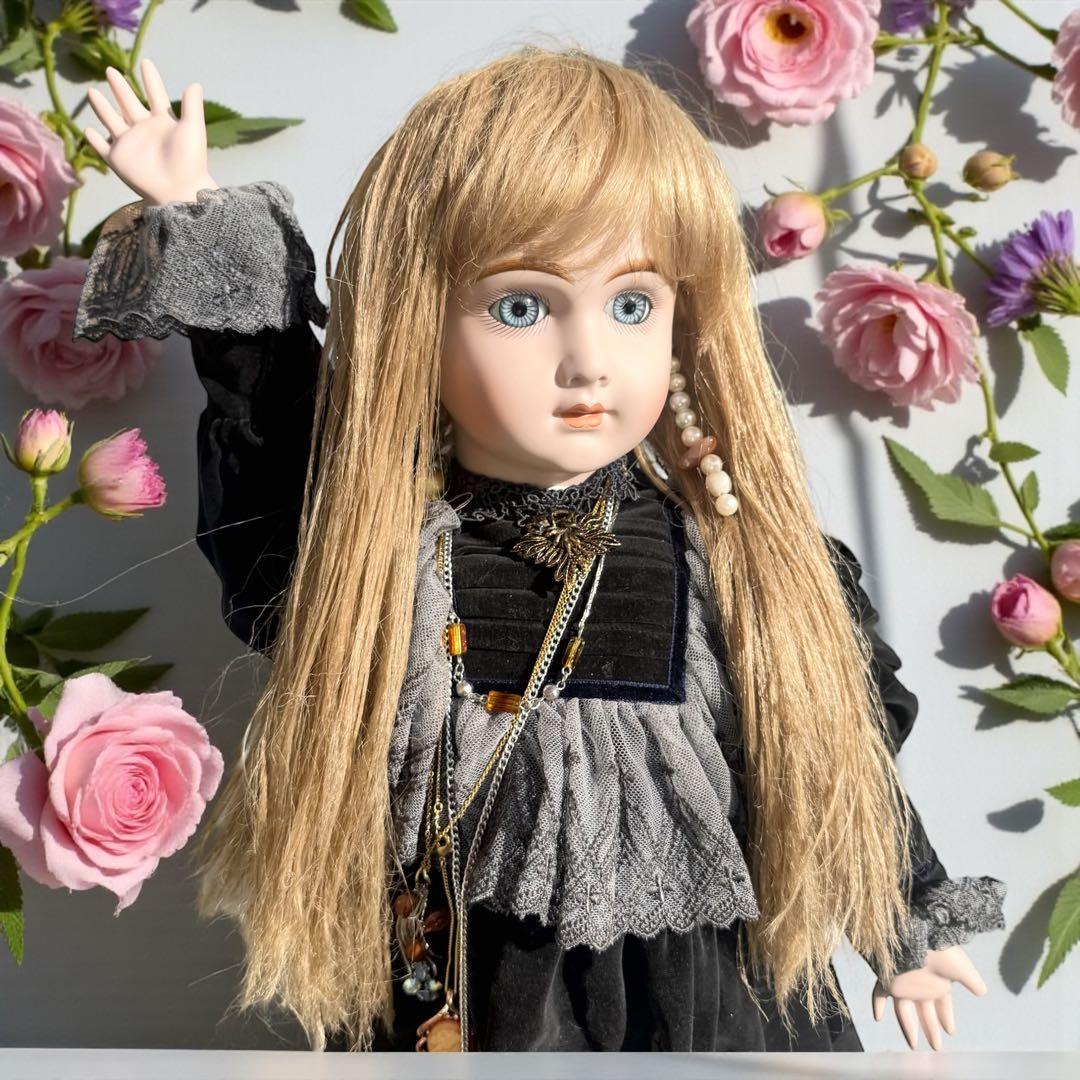 ビスクドール アーテー AT リプロ ブラック ベルベット ロングドレス ボネ