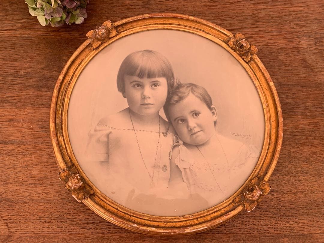 フランス　蚤の市　フレーム　写真入り　ブロカント