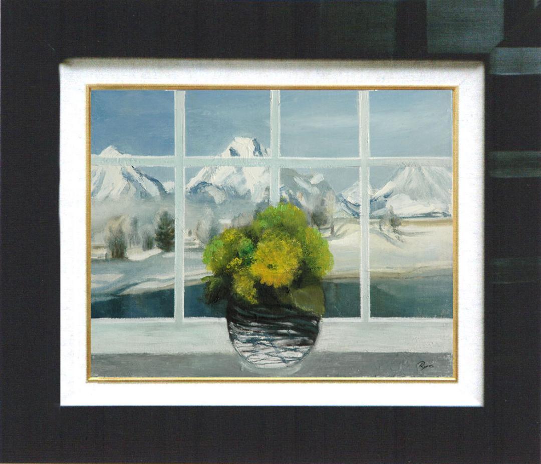 油絵 菅家令子 絵 絵画 インテリア 額付(黒) F4-070602 花