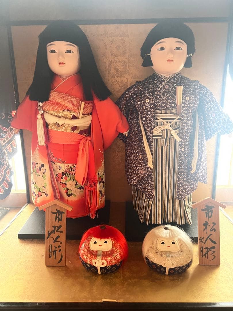 市松人形セット 赤と青の衣装