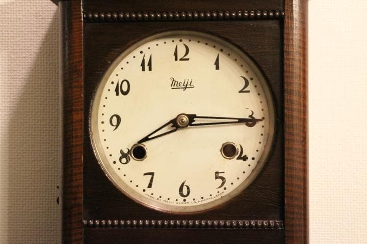名古屋 meiji アンティーク 小ぶり ミニ 掛時計 柱時計 振り子 動作品