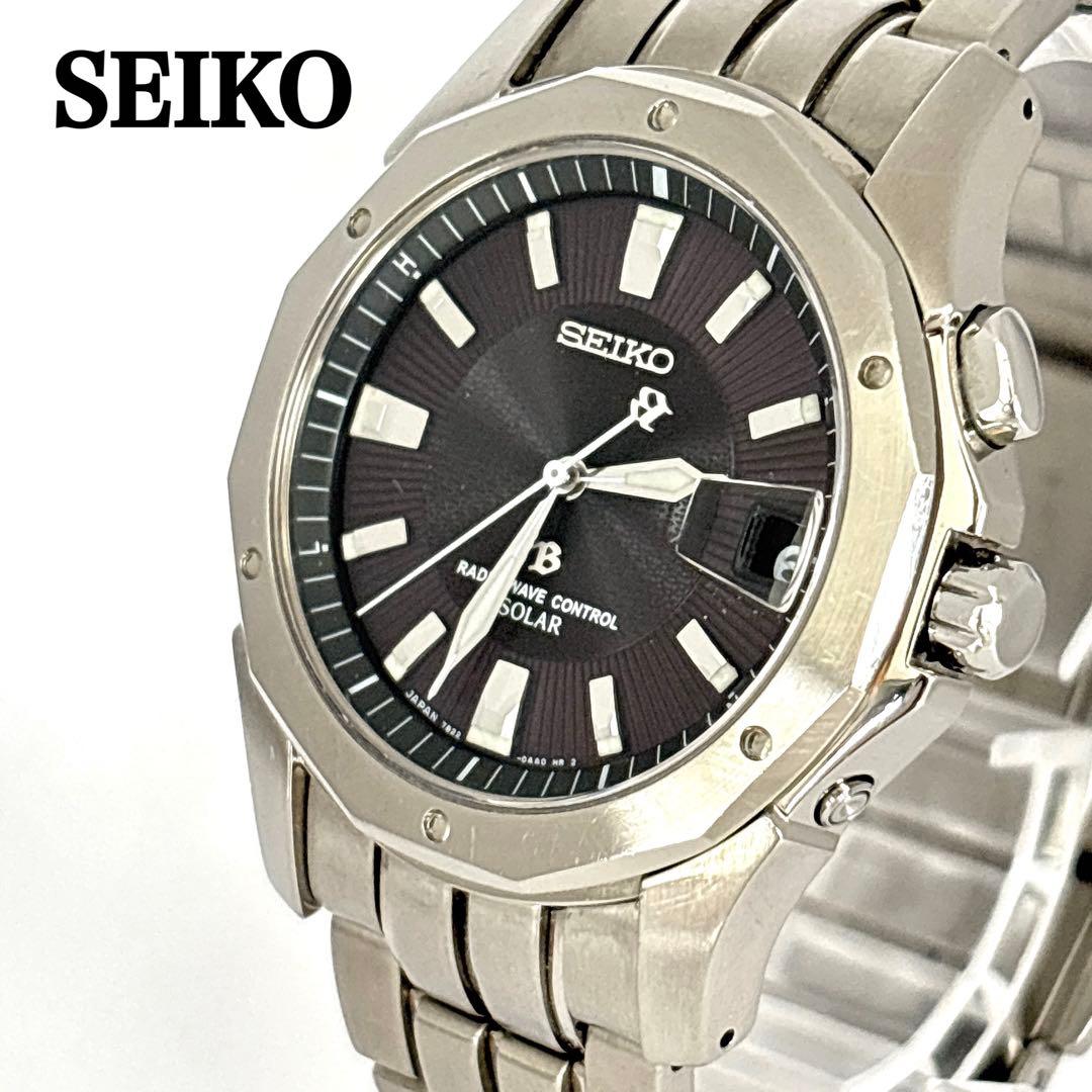 稼働 SEIKO ブライツ メンズ腕時計 ソーラー 電波 チタニウム デイト