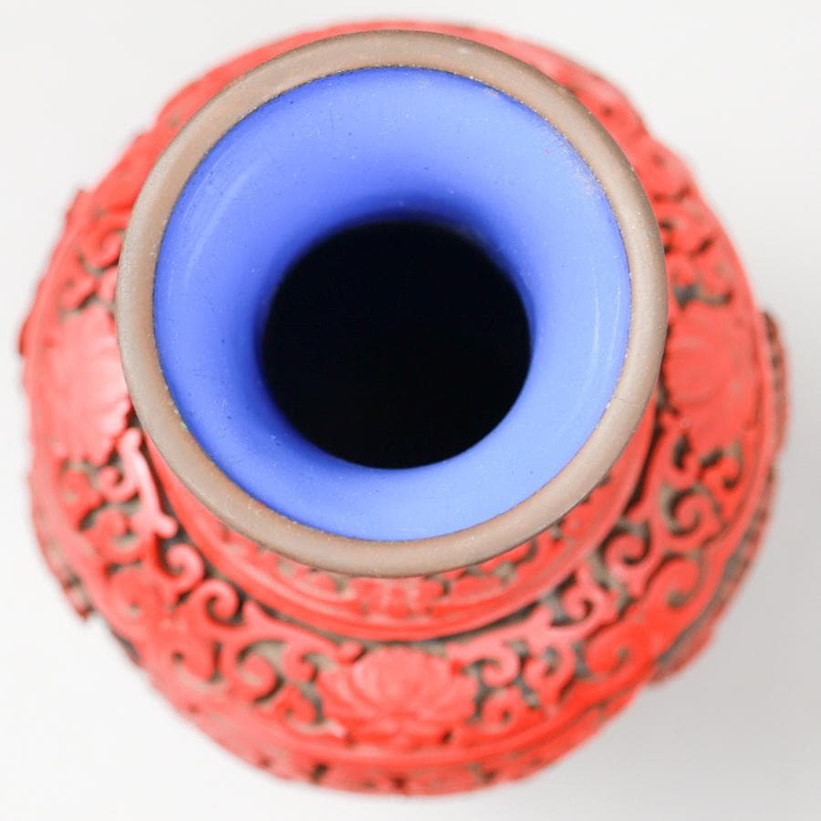 紫禁城 中国堆朱 七宝花瓶 25cm