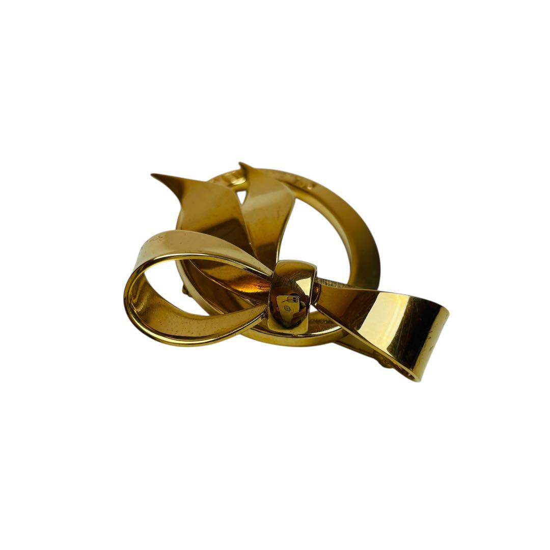 クリスチャンディオール Christian Dior ロゴ リボン ブローチ