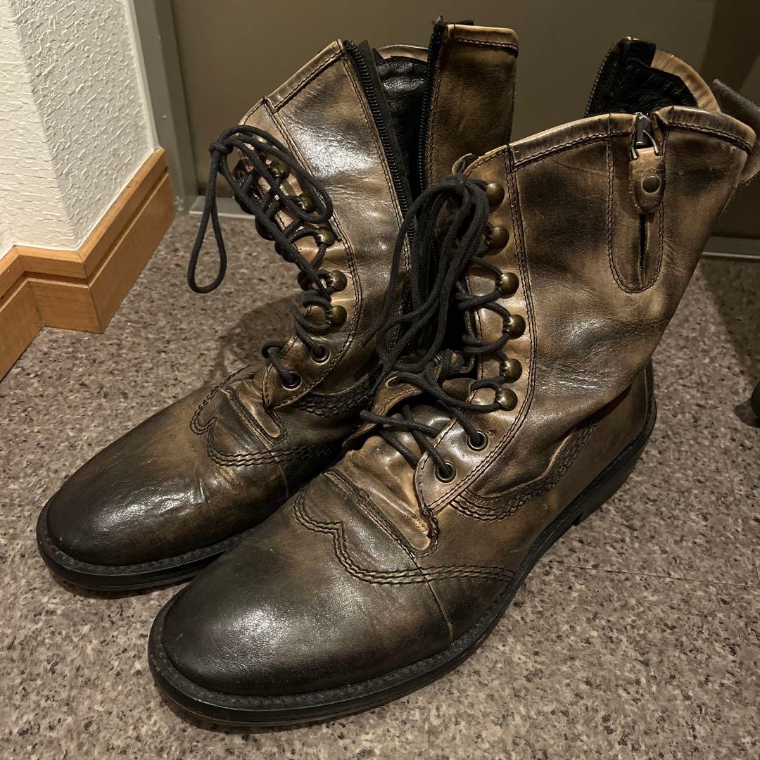 イタリア製 ダークブラウン ミリタリーブーツ
