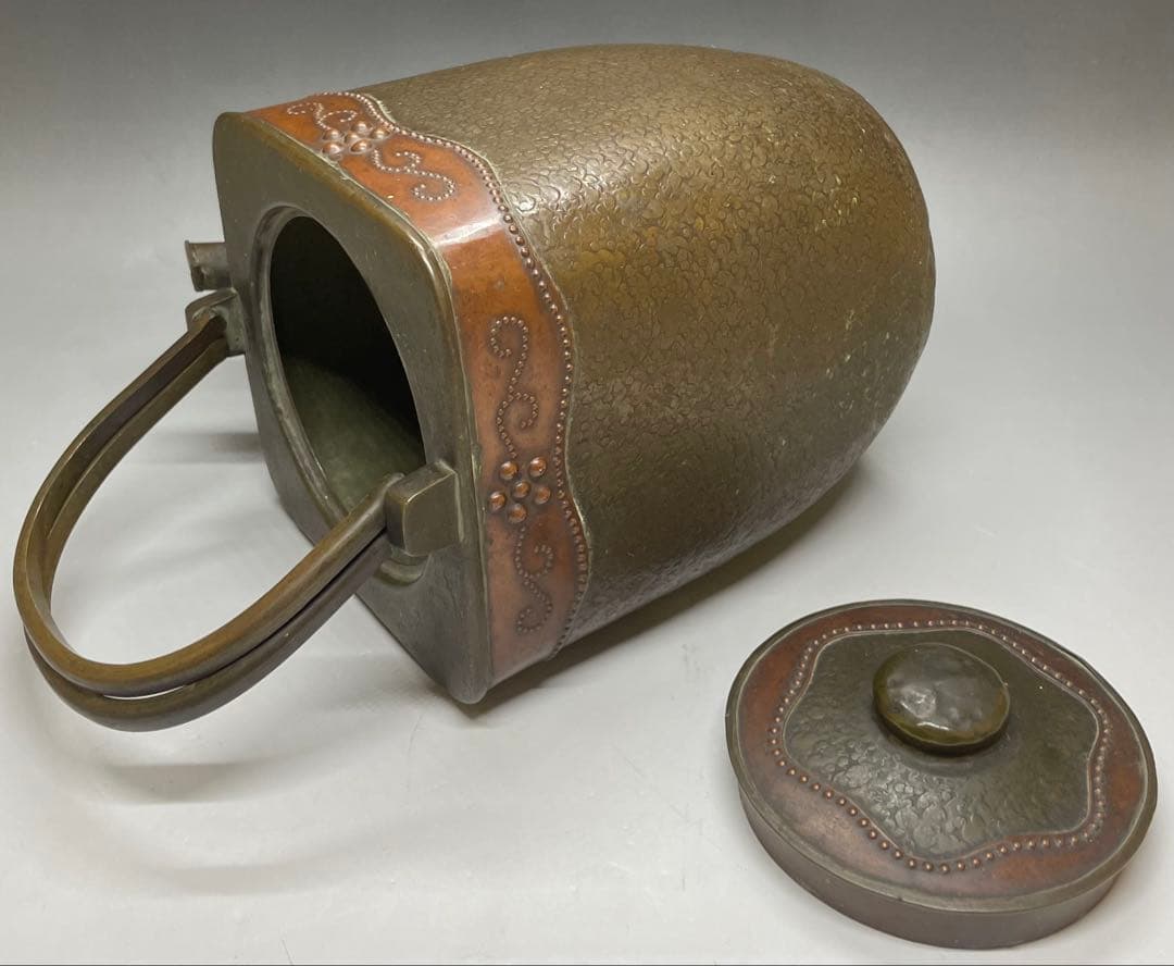 金工師　金屋五郎三郎　注水　薬缶　口蓋付　銅製　茶道具　N773