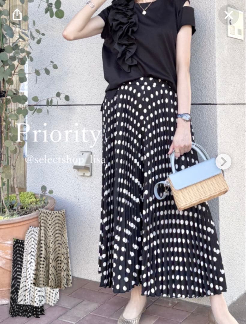 priority プライオリティ ドット プリーツガウチョパンツ