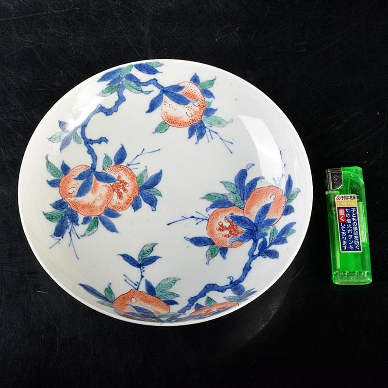 鍋島焼　色鍋島　染錦　柘榴文　高足皿　V　R5828