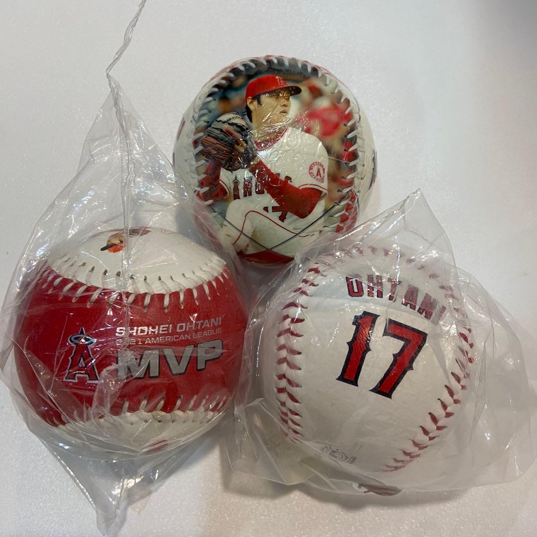 大谷翔平 エンゼルス ボール 3個セット MVP 17番