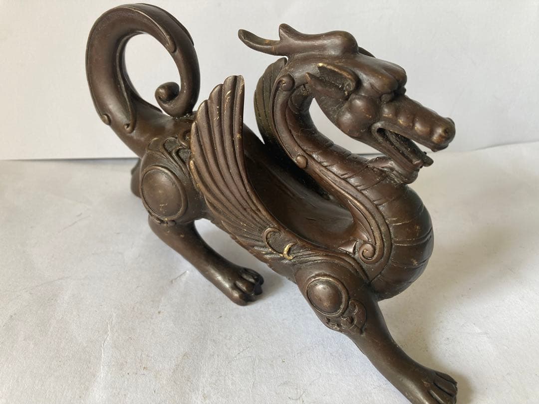 龍置物，古銅製，鎮宅，辟邪，緣起物，重約1300克。