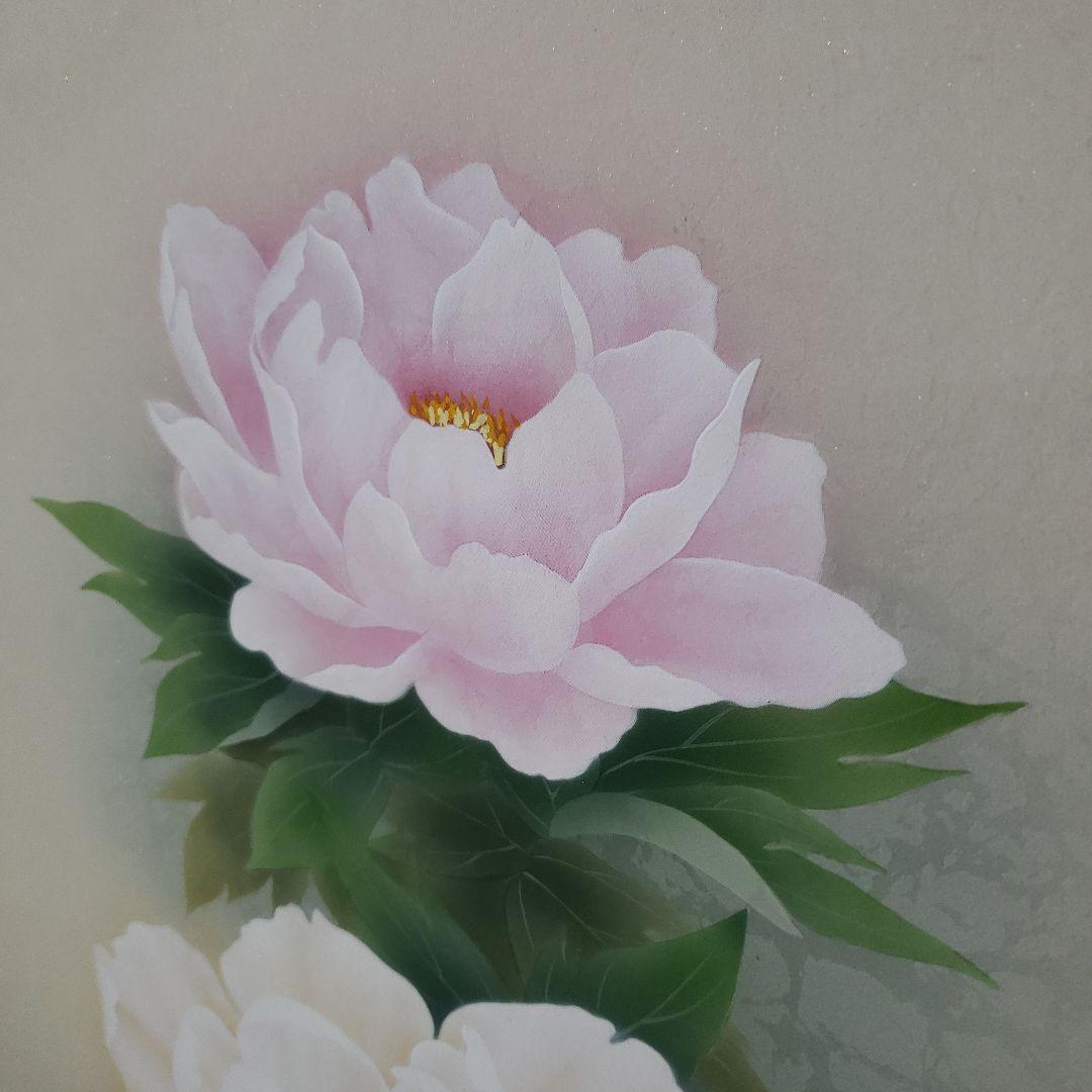 Ｂフライデー肉筆繊細なタッチの掛軸★鈴木優莉作 牡丹 尺五立★高さ：約189cm