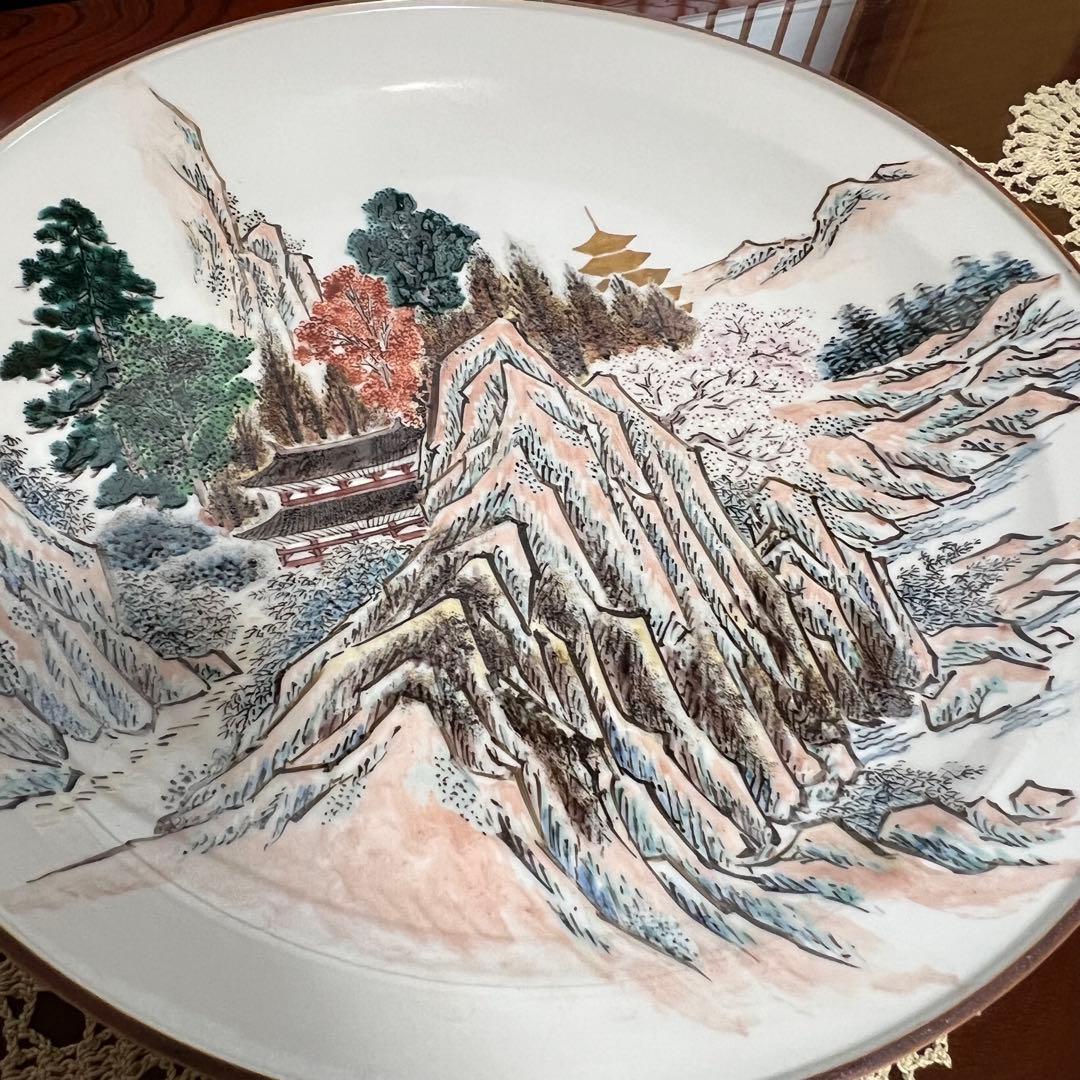 新品未使用 仙景 飾皿 大皿 共箱 直径37cm