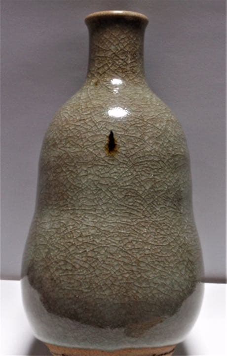 二代目　諏訪蘇山　飛青磁徳利