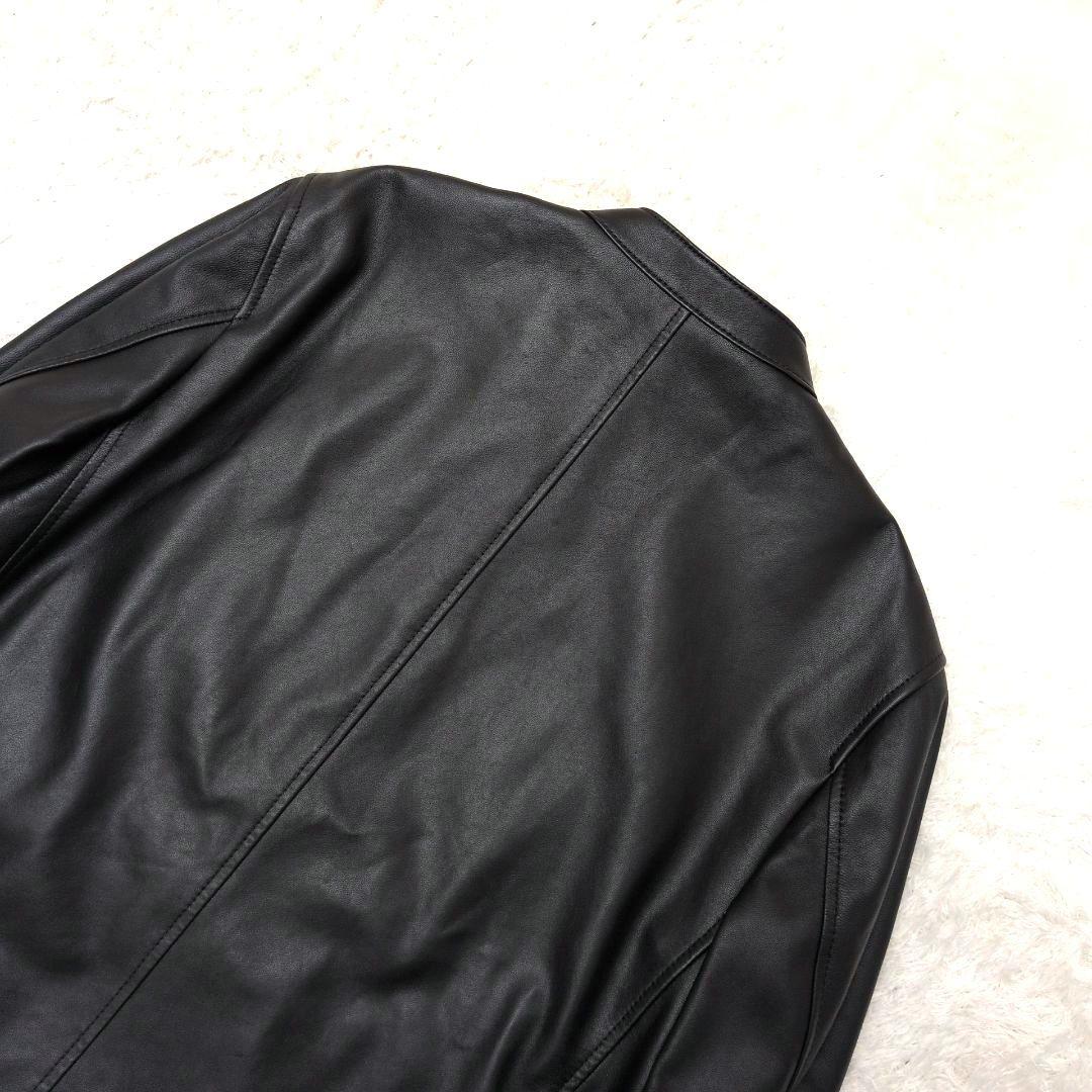 【未使用保管品 カバー付き】コーチ　ライダースジャケット　ラム　シグネチャー　黒