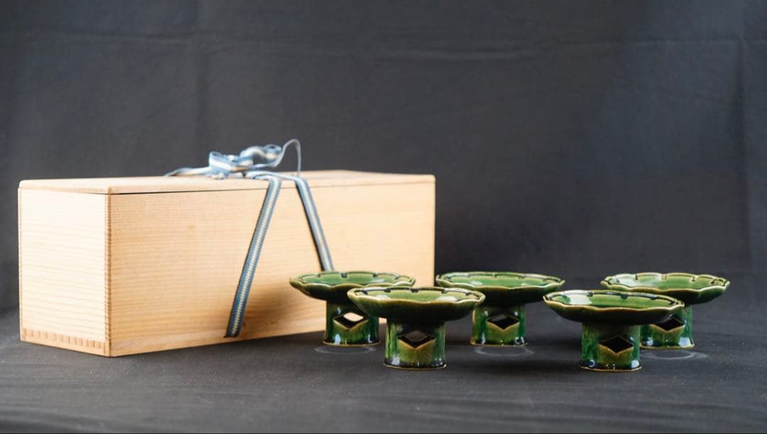 総織部高台皿 ５客揃 幸兵衛窯 加藤卓男