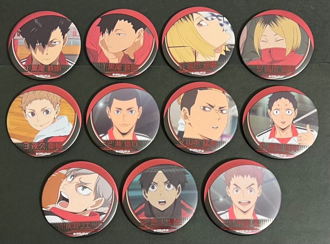 ハイキュー 名場面缶バッジ 音駒高校 孤爪研磨 黒尾 夜久 11種コンプリート