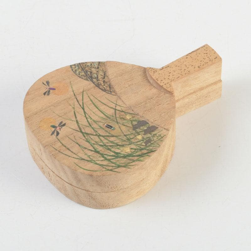 茶道具　畑幸春作　蛍図　団扇形　香合　共箱　V　9789