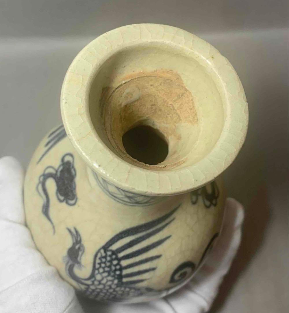 中国 染付鳳凰絵瓶　f2250417