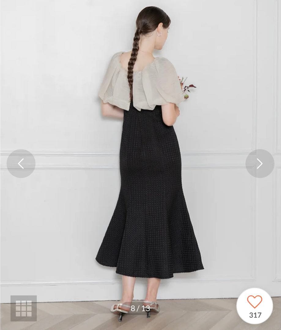 【LEJA】2WAYオフショルダーパフスリーブ マーメイドワンピースロングドレス