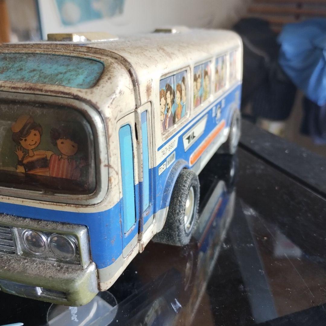 バス型おもちゃ 金属製 青と白