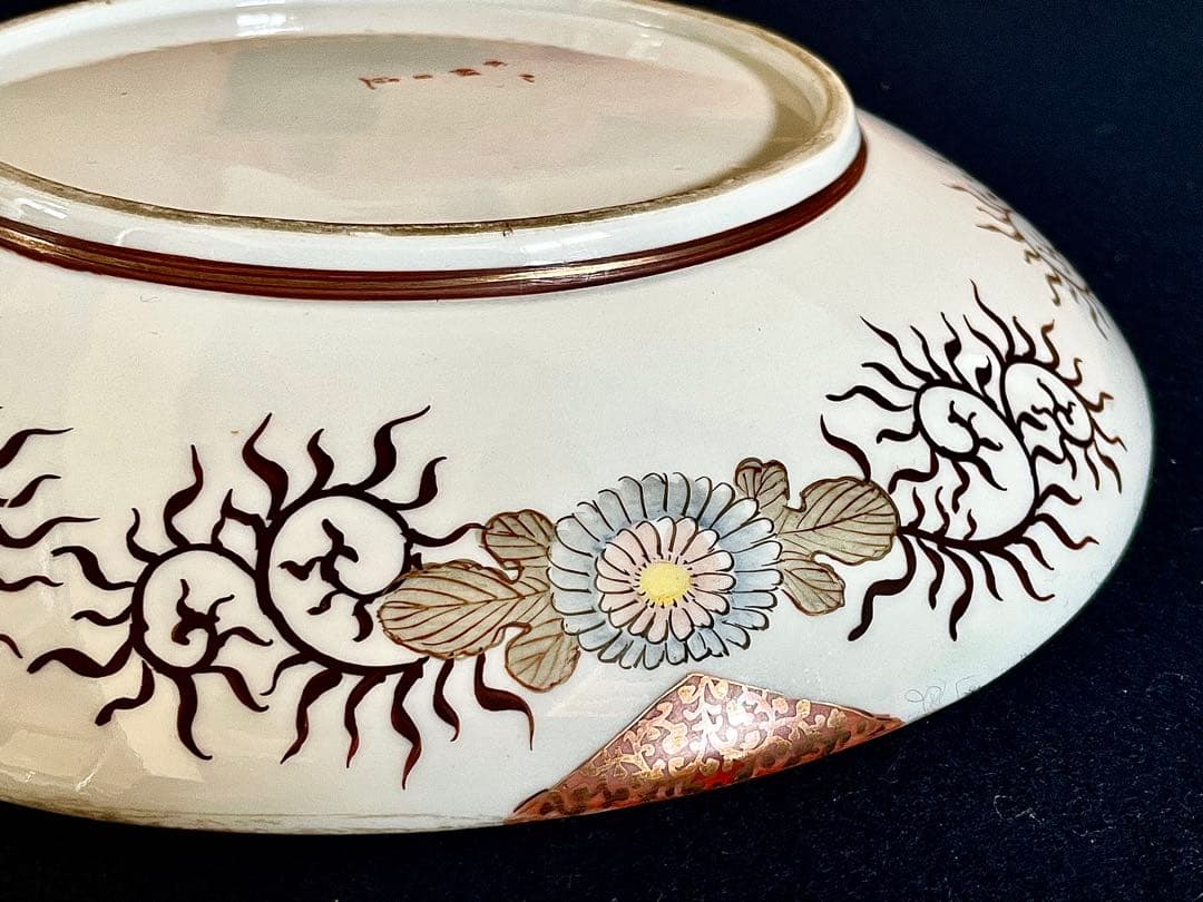 【珍品 美品】『母』 九谷焼 朝日製 浦島太郎 鶴亀 尺2寸 大皿（708D）