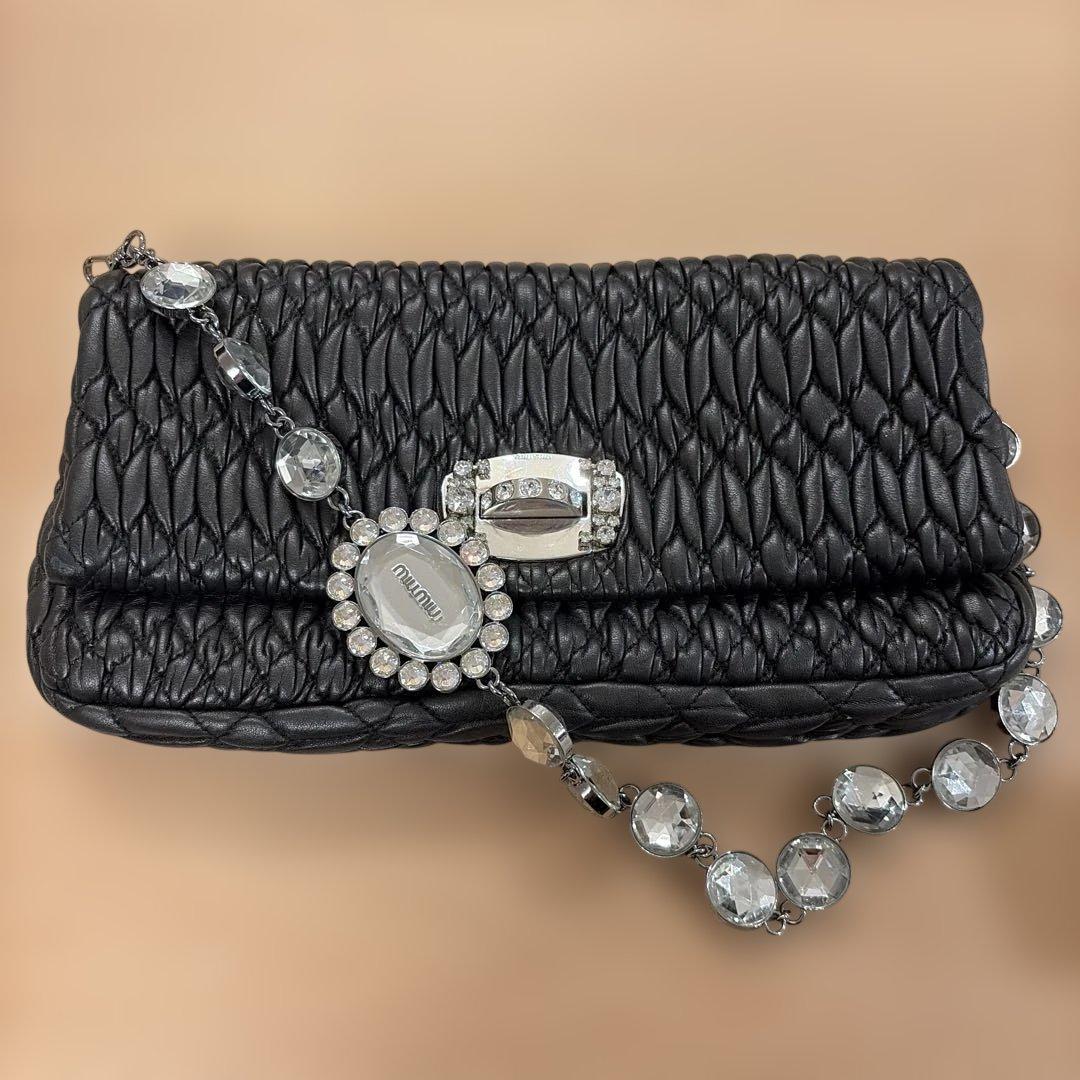 miu miu 黒 キルティング パーティーバッグ