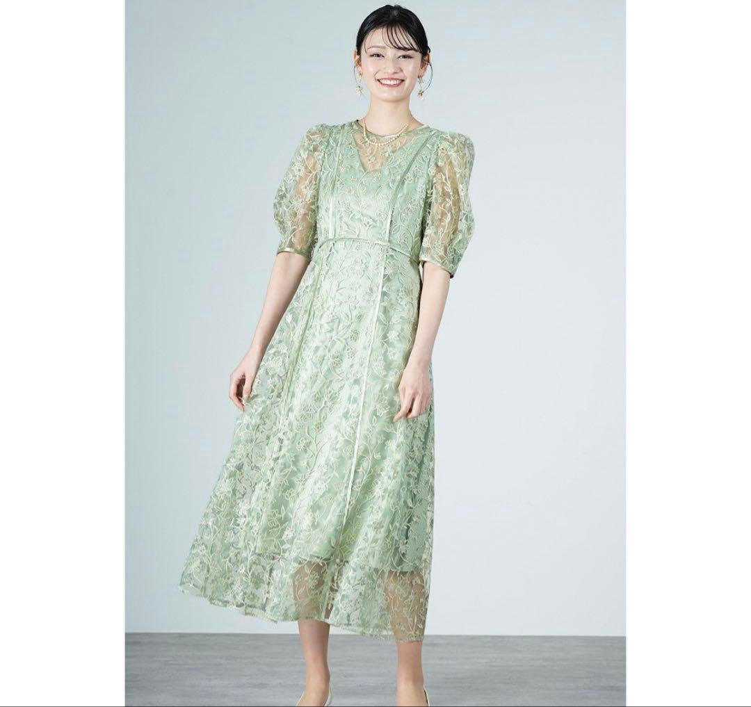 Lily Brown(リリーブラウン) チュール刺繍ドレス サイズ1 ミント