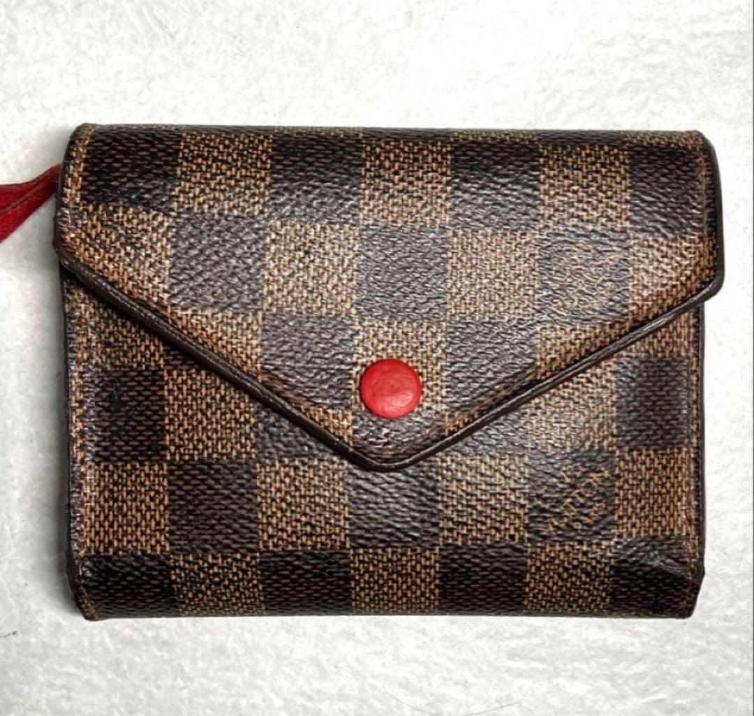 ルイヴィトン ダミエエベヌ ポルトフォイユ　ヴィクトリーヌ 三つ折り財布