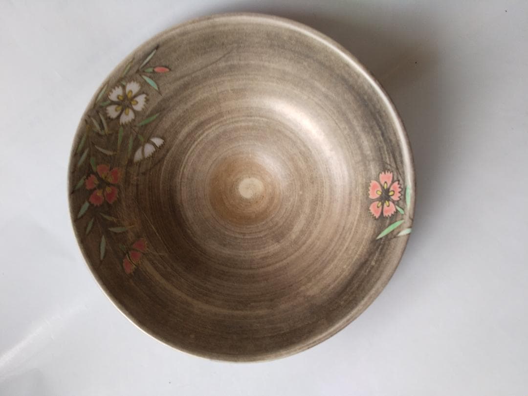 東福窯 中村能久 作 仁清写銀地撫子之図 平茶碗 京焼 共箱 共布 栞 新品