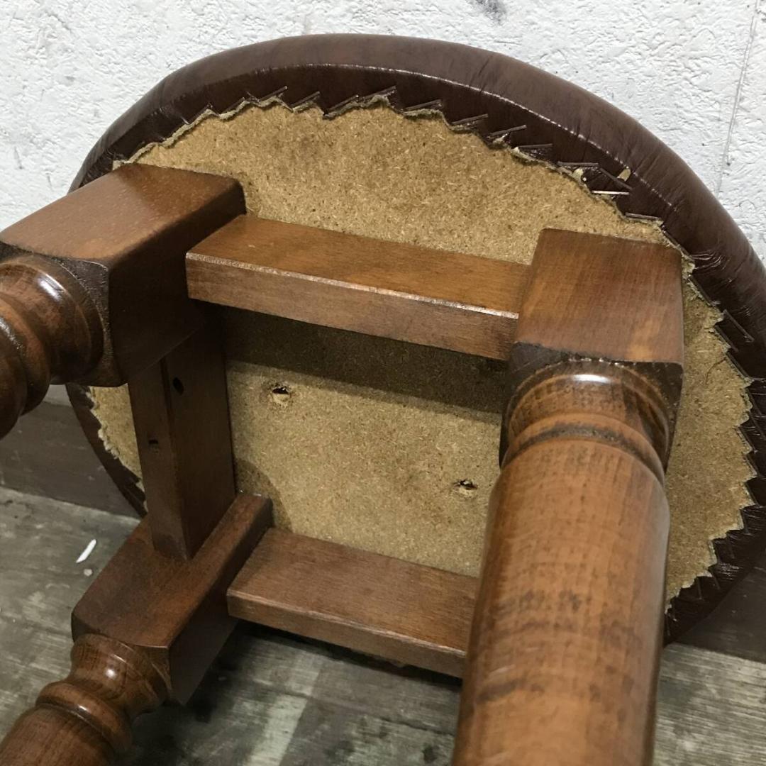 アンティーク スツール 椅子 レザー ハイチェア 2脚 丸椅子 いす イス