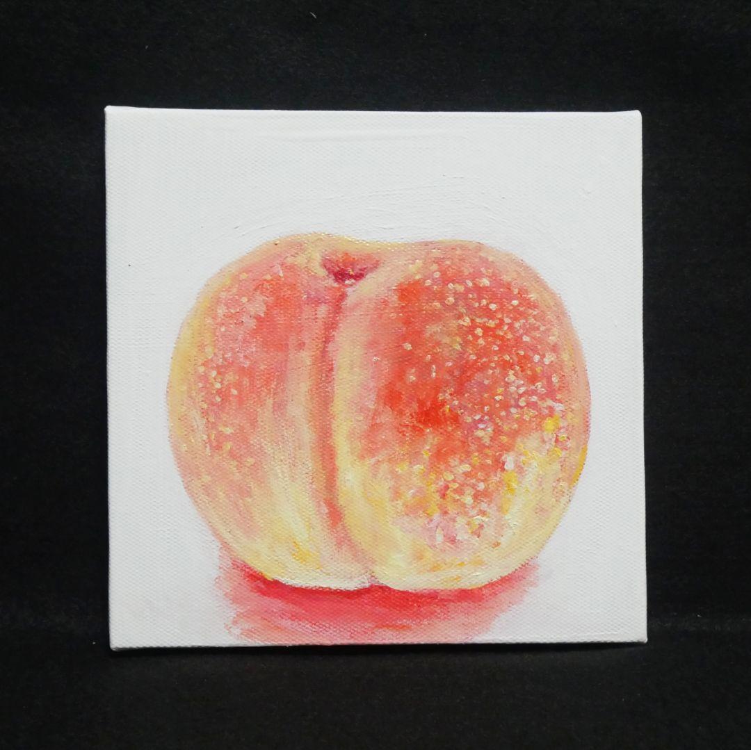 油絵 絵画 アートパネル【桃】