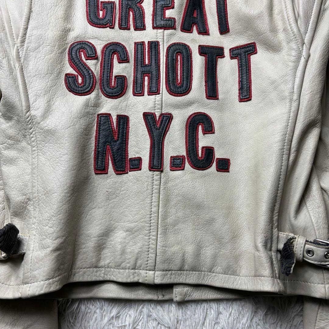 希少　schott クラシックレーサー　ライダースジャケット　ワッペンカスタムM