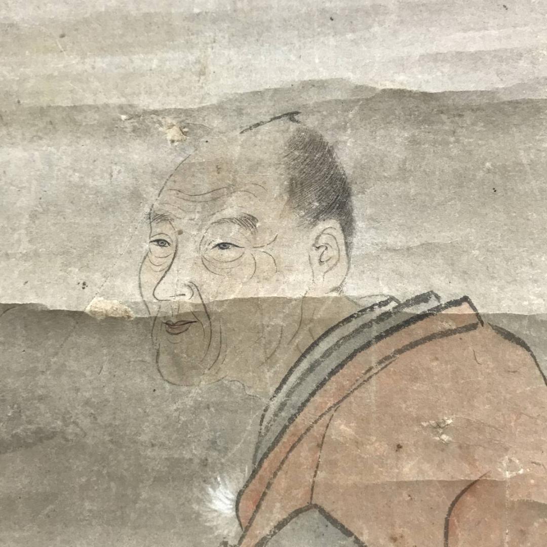 【真作】森寛斎/菊翁図/人物図/掛軸/名家伝来/AC-565