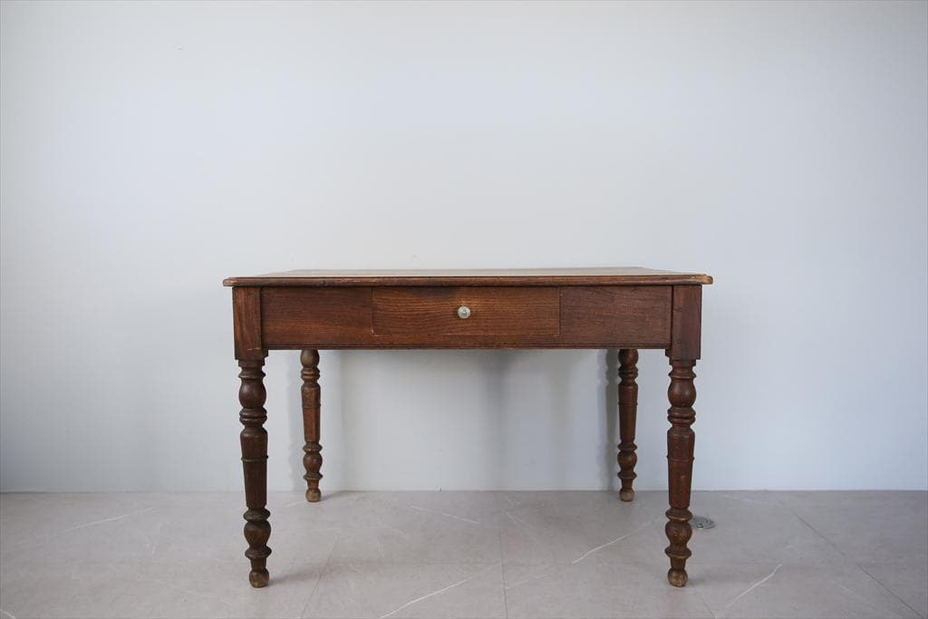 フランスアンティーク木製ダイニングテーブル/机/作業台デスク/飾り棚90-171