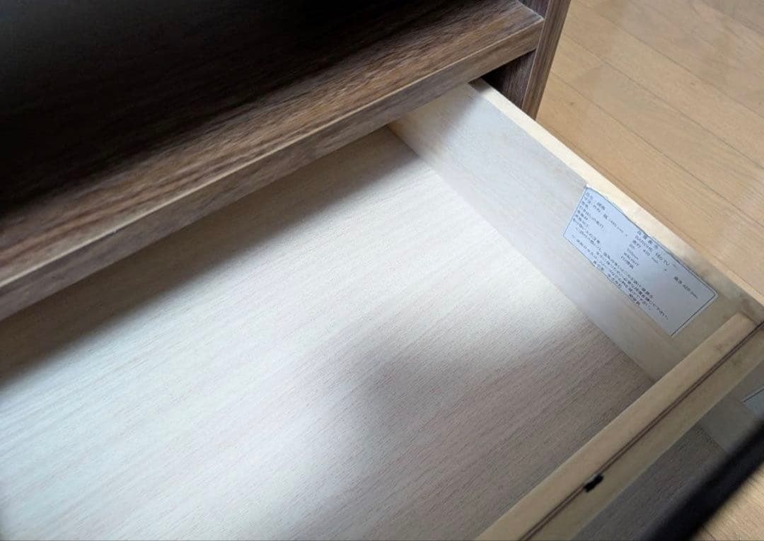 ブラウン木製モダンテレビ台 引き出し付き