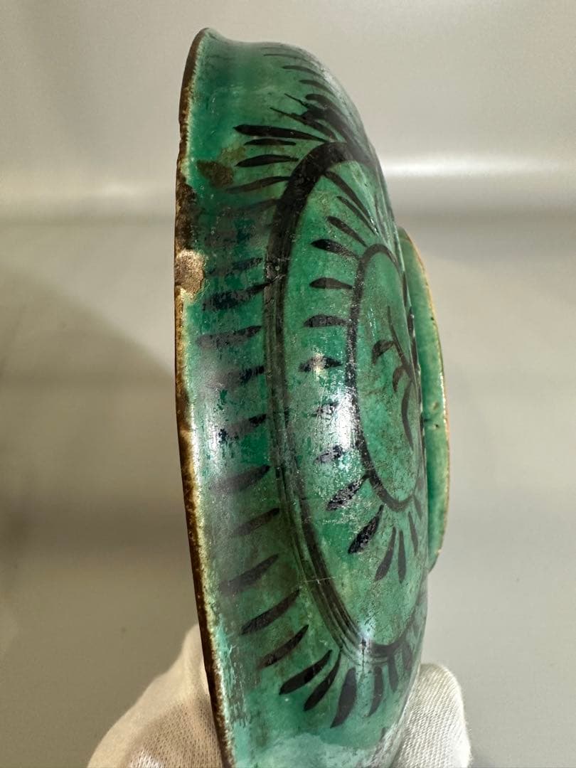 古九谷 花紋 皿 幅19cm 時代