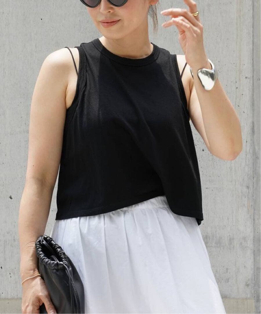 Deuxieme Classe セルリ CROPPED タンクトップ　ブラック