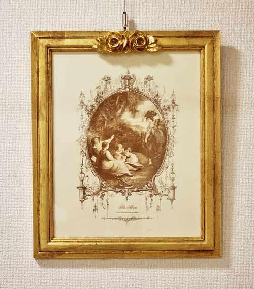 イタリア 額絵 貴族柄 ゴールドリーフ ローズ アンティーク FAL-15-2