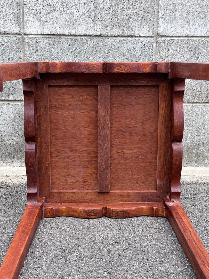 送料無料　唐木　正方高足花台　宋式極簡風　巻雲足　中国美術　飾り台　盆栽台