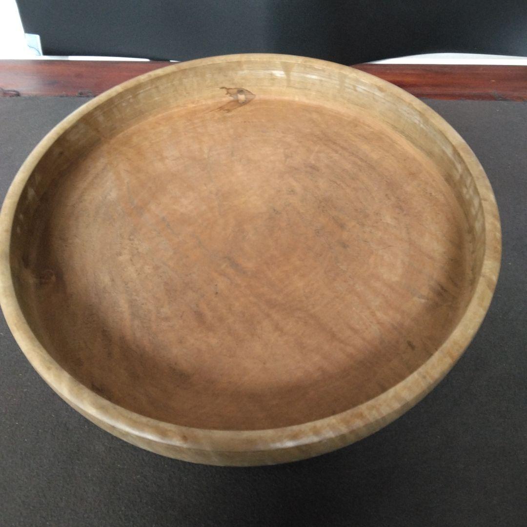 丸盆　くり抜き木工品　無垢材