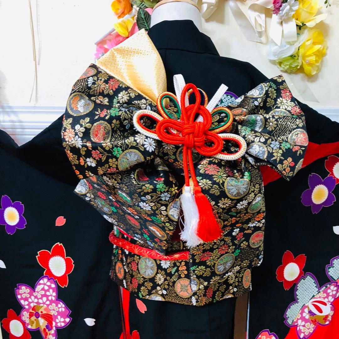 七五三 七歳‼️正絹豪華黒地桜手毬金彩金箔絢爛‼️完全フルセット‼️京都ご令嬢誂え絶品