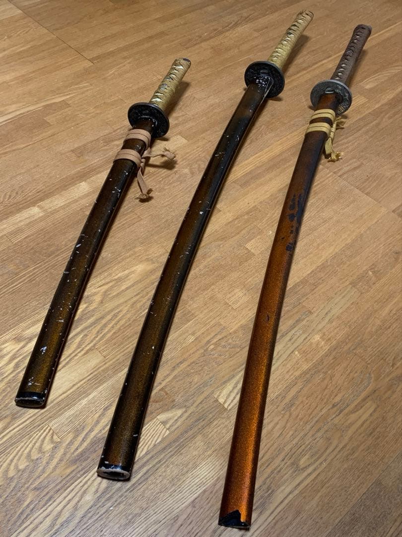 模造刀 居合刀3振りセット 大刀 脇差 パーツ取り 資料 まとめ売り