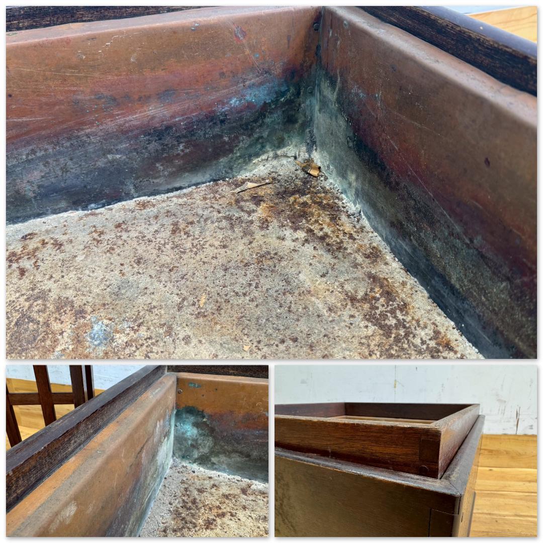 H1408☆火鉢　レトロ　木製　小道具　アンティーク　骨董　火入れ　囲炉裏