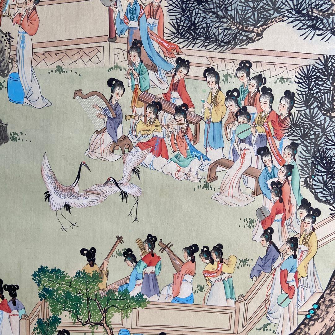 古い中国美人画掛け軸