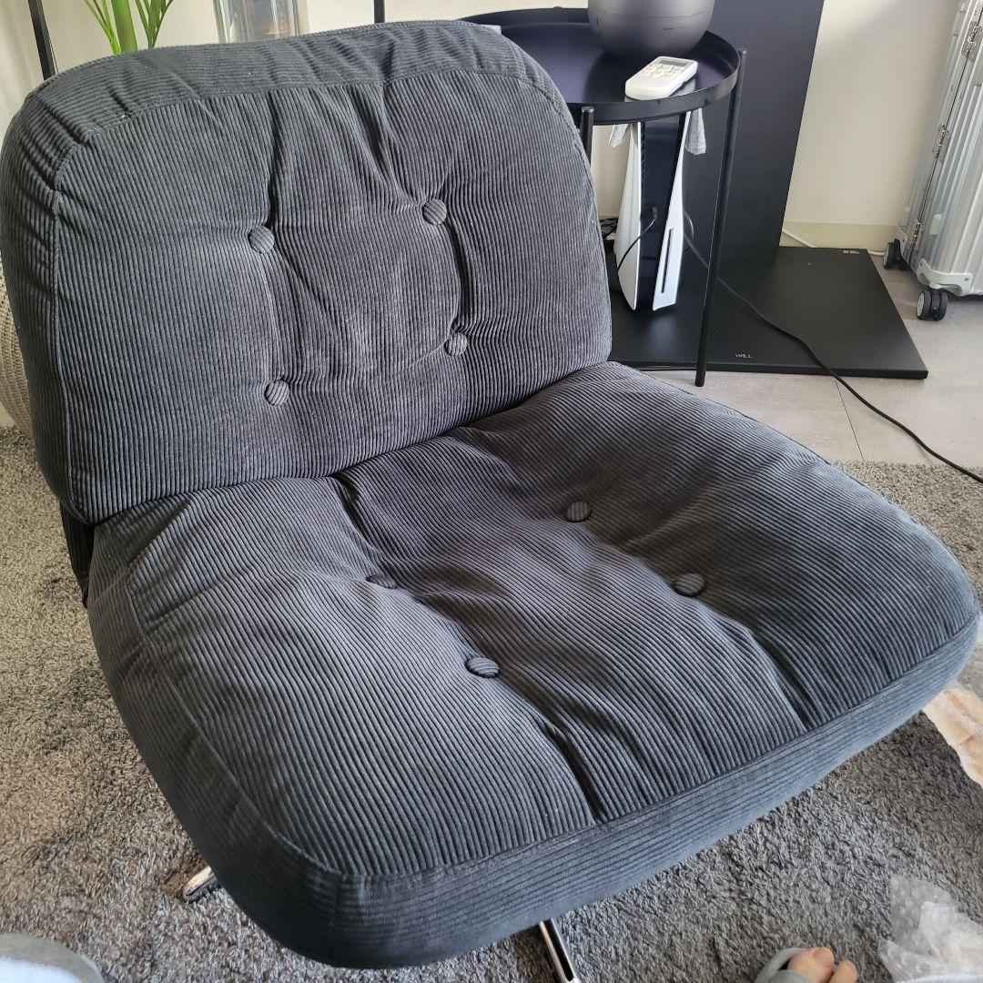 IKEA ディヴリンゲ 黒 ダークグレー コーデュロイ リラックスチェア