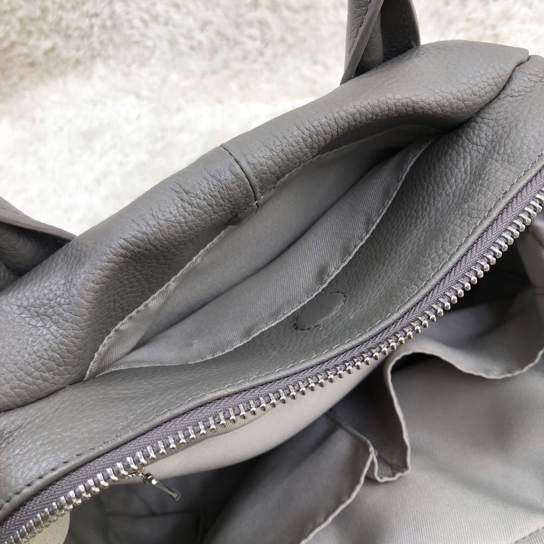 BEARDSLEY レザー ラウンドミディボストン バッグ トープ