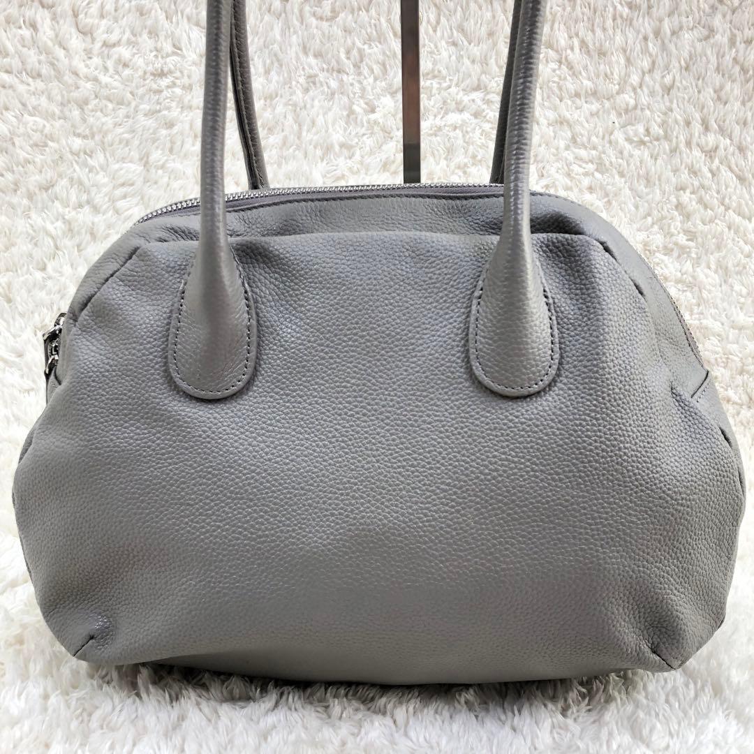 BEARDSLEY レザー ラウンドミディボストン バッグ トープ