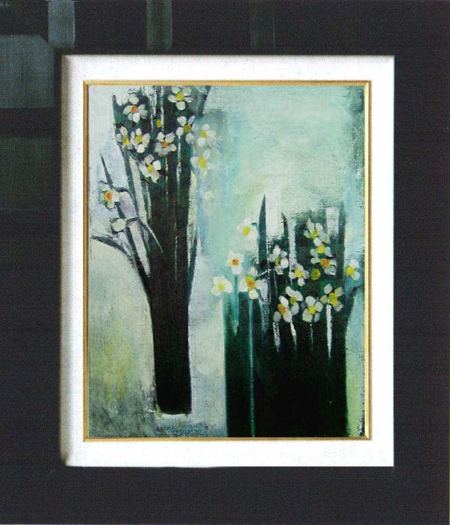 油絵 菅家令子 絵 絵画 インテリア 額付 (白) F6-182023 花